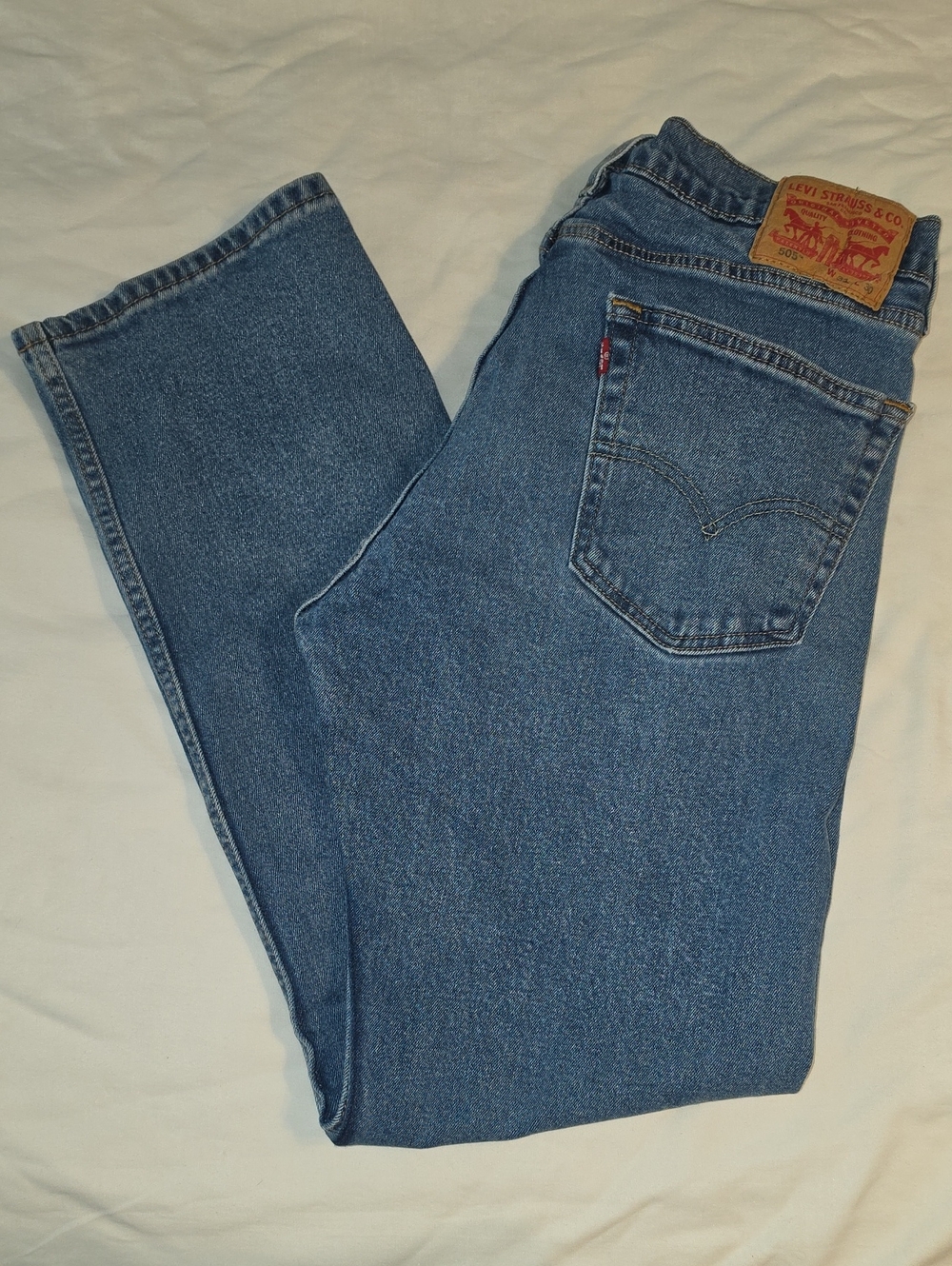 Mens Levi's 505 Blue Straight-Leg Denim Jeans